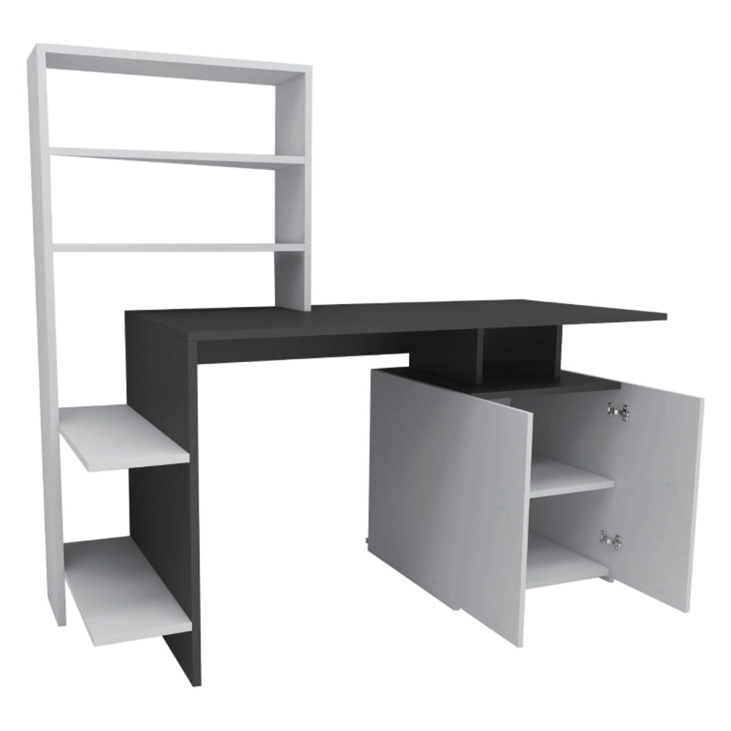 Recco, Scrivania 8 Ripiani, 146x60x74h cm Nero Antracite