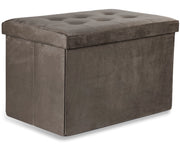 Pouf pieghevole Valora XL in velluto marrone con contenitore