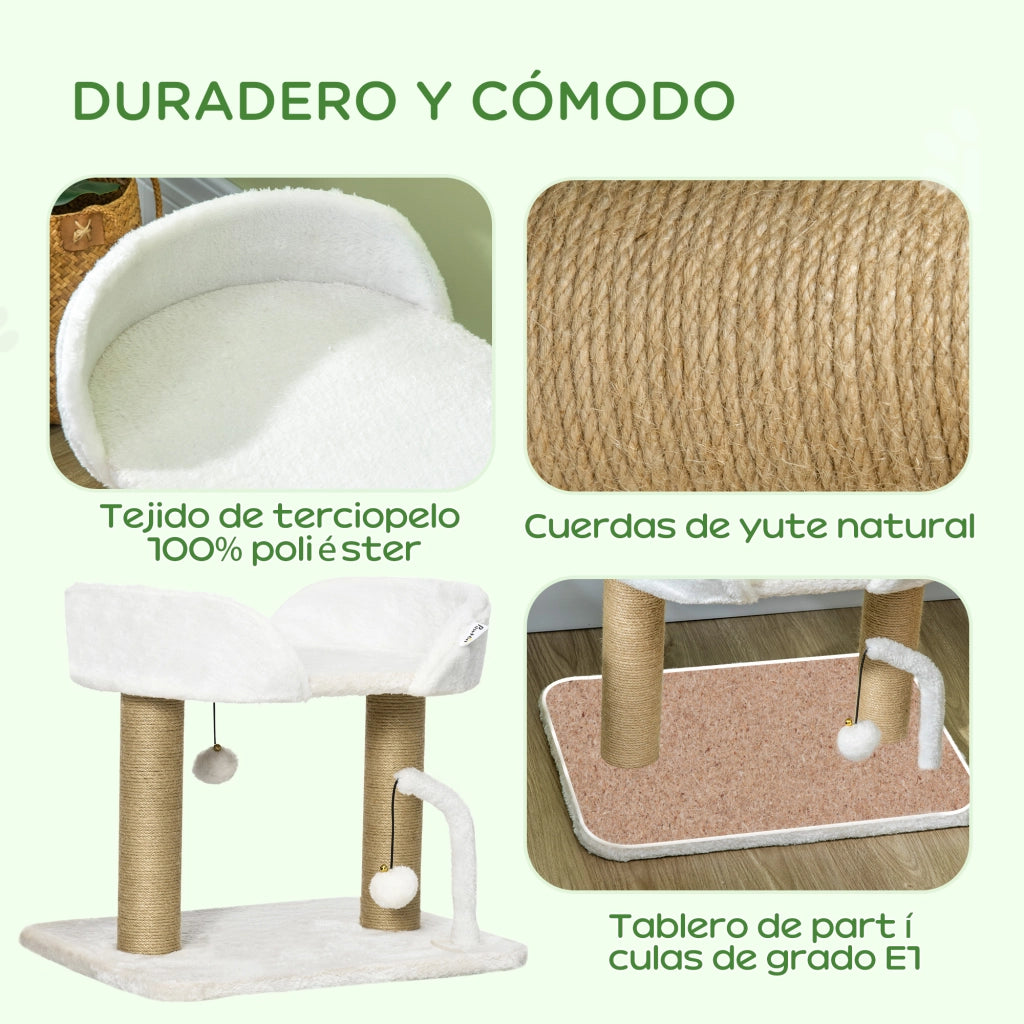 Tiragraffi per Gatti con Nido e Palline ¨C Minimal ¨C Bianco 48x38x42 cm