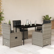 Set Pranzo da Giardino 5pz con Cuscini Grigio Chiaro Polyrattan 3262898