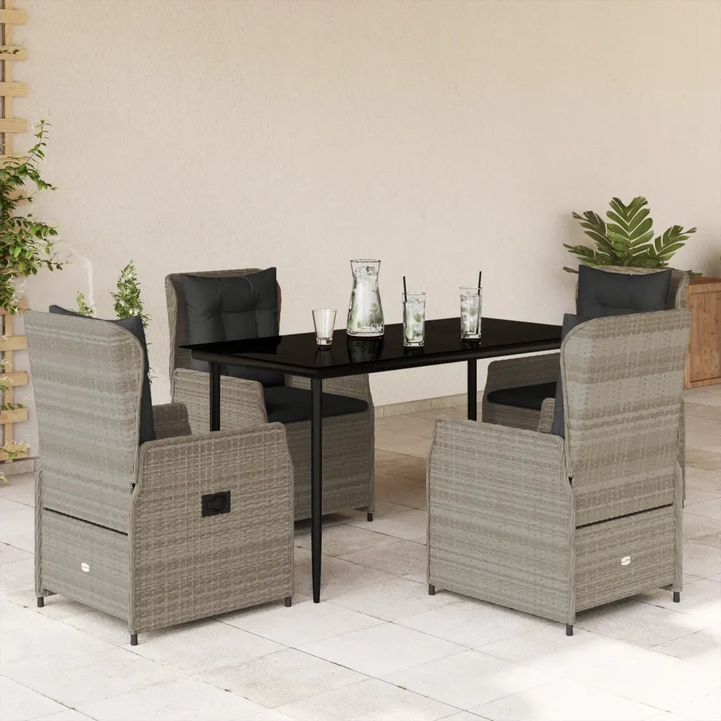 Set Pranzo da Giardino 5pz con Cuscini Grigio Chiaro Polyrattan 3262898