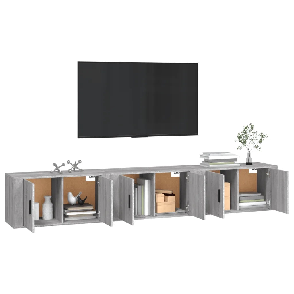 Mobili Porta TV a Parete 3 pz | Armadietto TV | Mobile Porta TV Grigio Sonoma 80x34,5x40 cm
