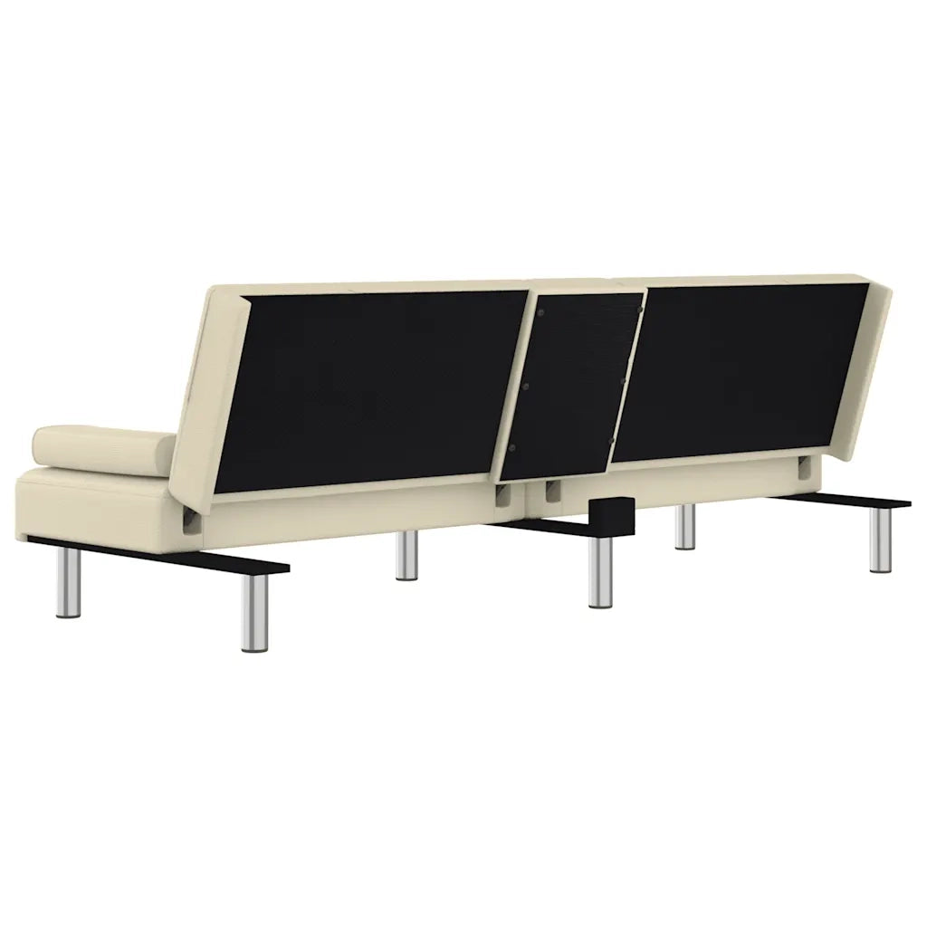 Divano Letto con Portabicchieri-Sofa Letto-Daybed in Similpelle Crema