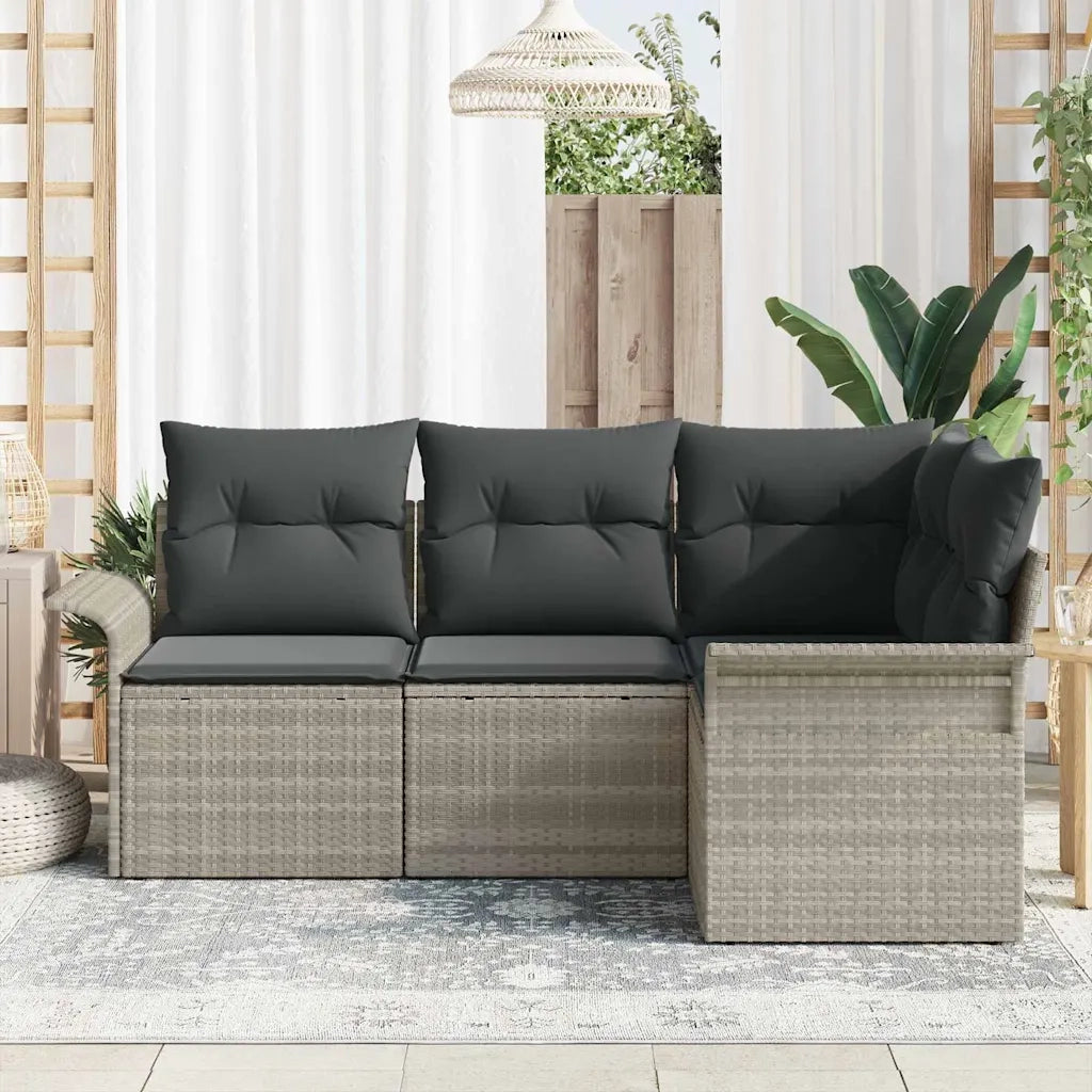 Set Divano da Giardino 4 pcs Grigio chiaro polyrattan