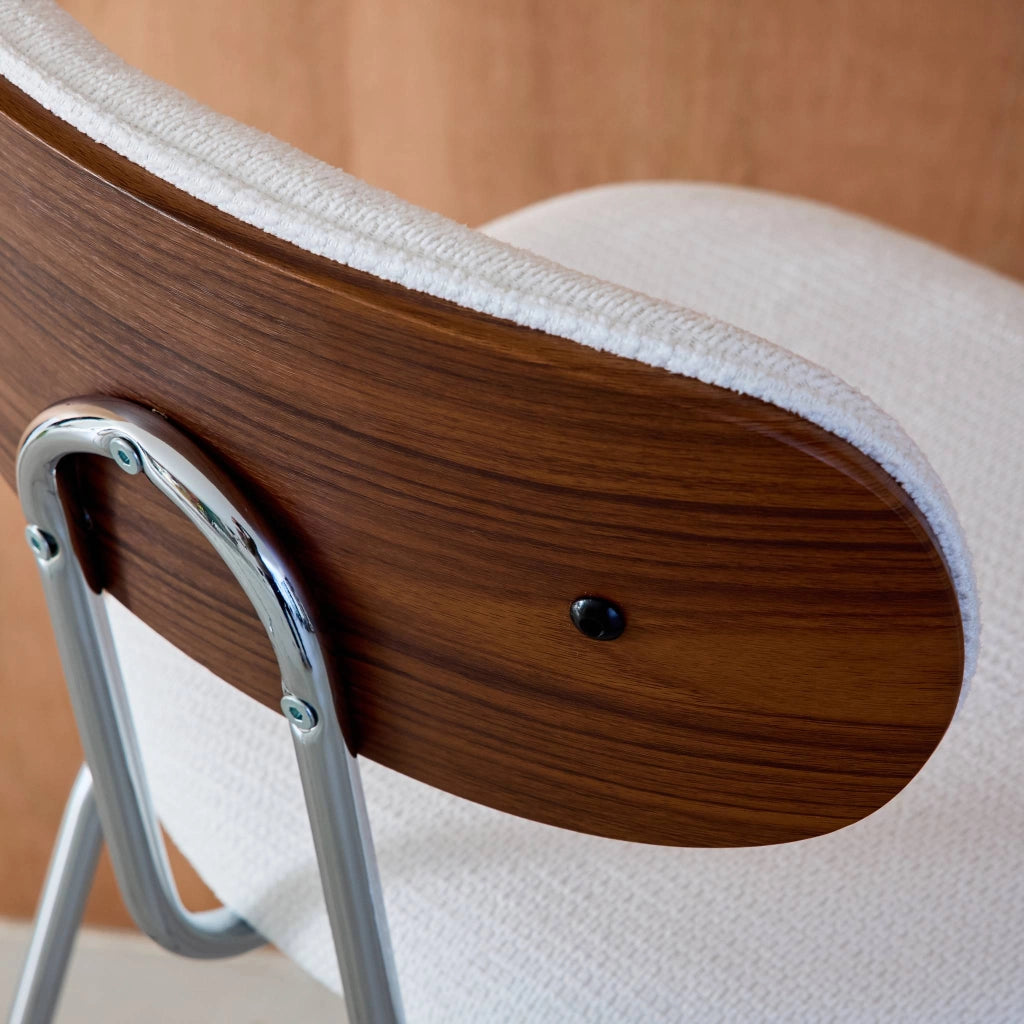 Set di 2 sgabelli da bar legno tinto noce e tessuto idrorepellente