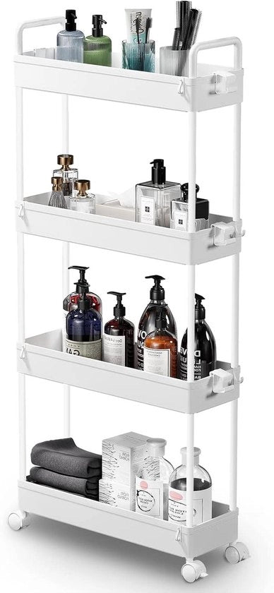 Carrello di Deposito per Auto - Organizzatore Rotante per Spazi Ristretti - 1 pezzo - Bianco - Plastica
