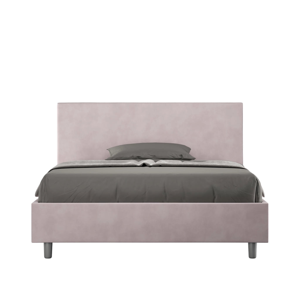 BS COM Letto una piazza e mezza contenitore imbottito 130x200 microfibra glicine