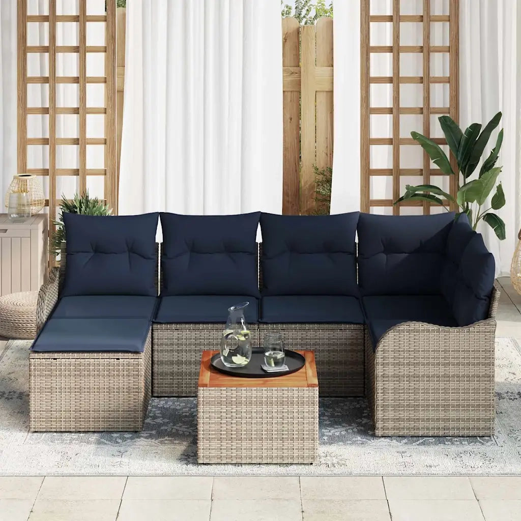 Set Divano da Giardino 7 pz Grigio polyrattan 3347479
