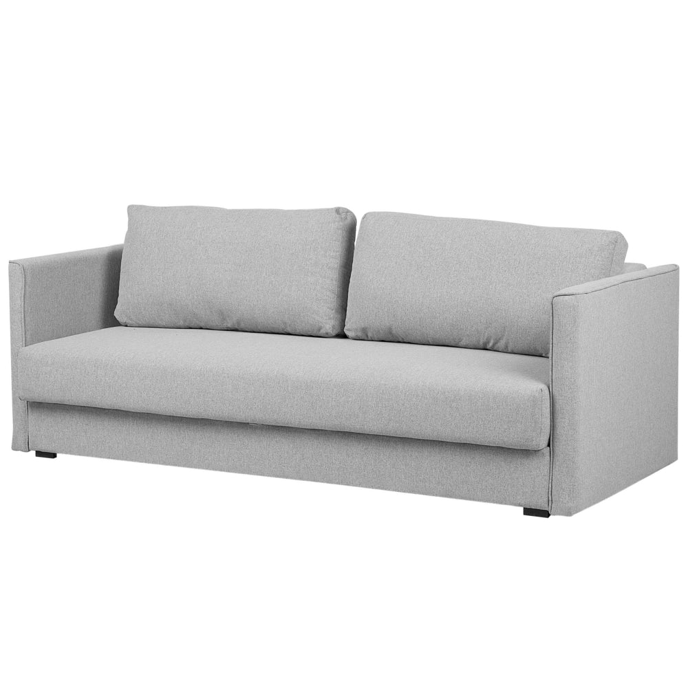 Divano Letto Tessuto Grigio 3 Posti Vano Portaoggetti Cuscini Sfoderabili Moderno