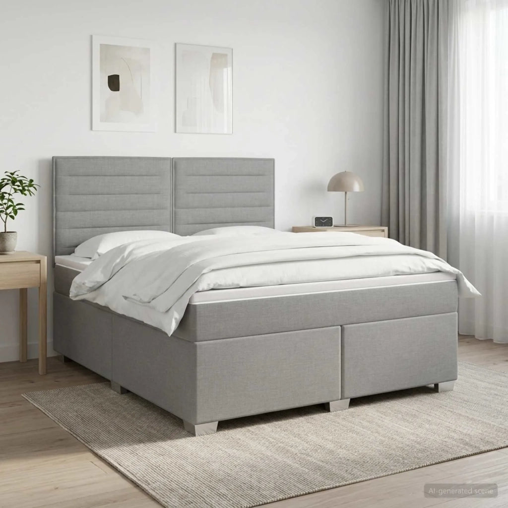 Letto box spring con materasso Grigio Chiaro 140 x 200 cm 3453416