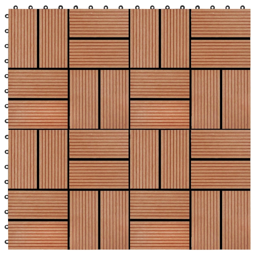 Piastrella per Decking 11 pcs Teak riciclato 30 x 30 cm WPC 42046677