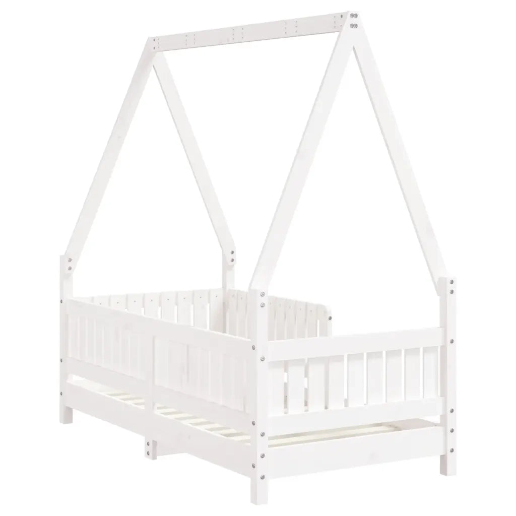 Giroletto per Bambini-Struttura Letto Bambini Bianco 70x140cm in Legno Massello di Pino 443747