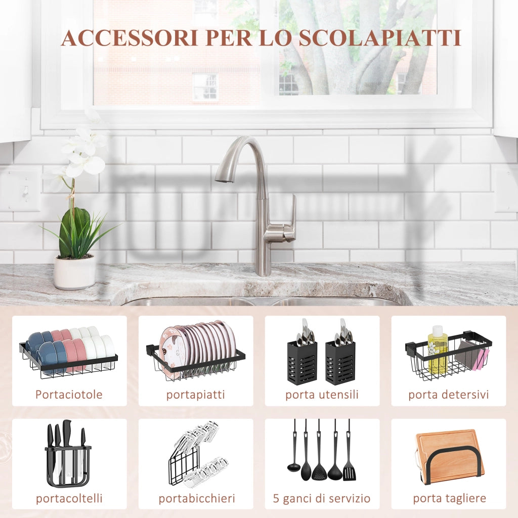 Scolapiatti a 2 Livelli ¨C Xylo ¨C Acciaio Nero 65x31.5x52.5 cm