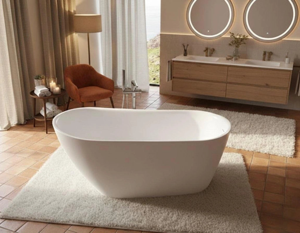 Vasca da bagno freestanding da design 170x78cm centro stanza acrilico LINDA Bianco Lucido