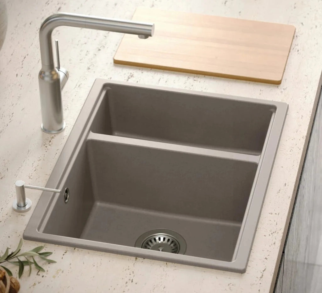 Lavello In Granito Logan 150 Beige Tappo acciaio