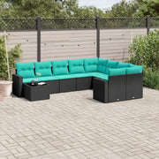 Set Divani da Giardino 10 pz con Cuscini Nero in Polyrattan 3219447