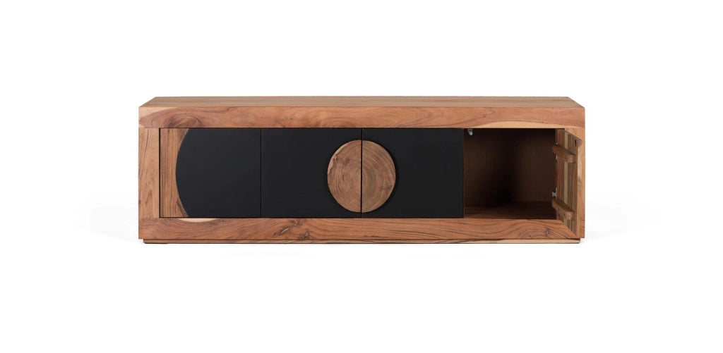 Mobile TV in legno di acacia con 4 ante