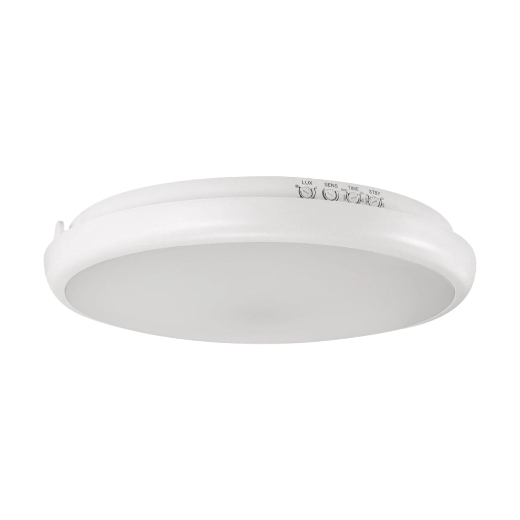 Plafoniera LED esterna bianca tonda 26cm 15W sensore IP65