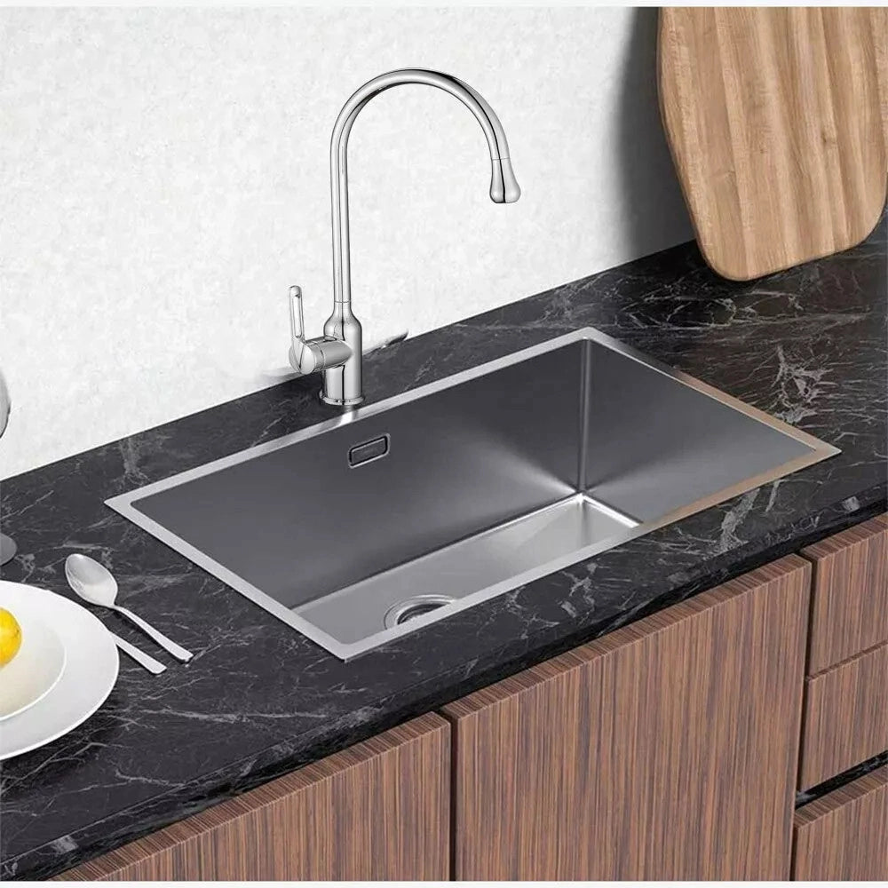 Trade Shop - Rubinetto Per Cucina Miscelatore Lavello Canna Alta Monocomando Silver 87260 -