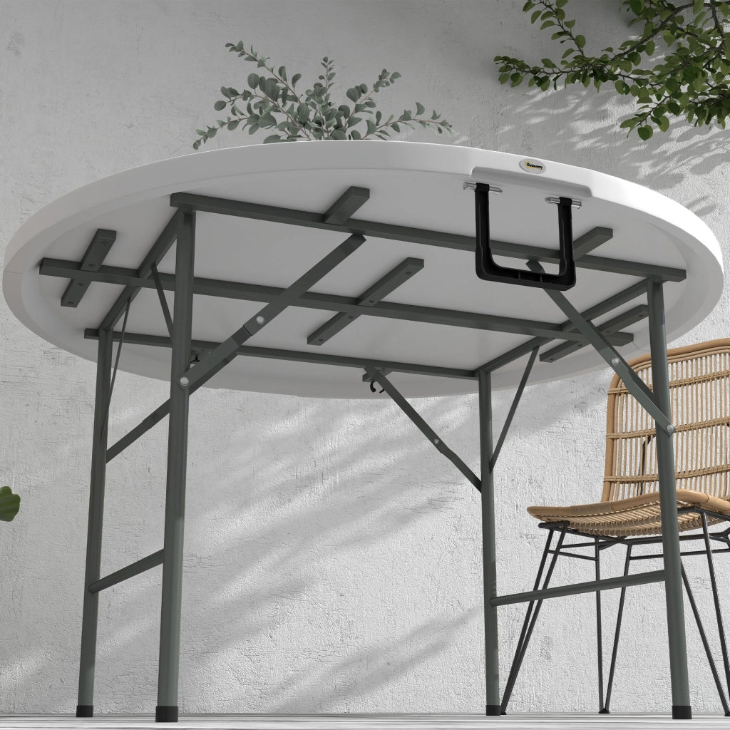 Tavolino da Giardino Pieghevole ¨C Minimal ¨C Acciaio HDPE Bianco ?122x73 cm