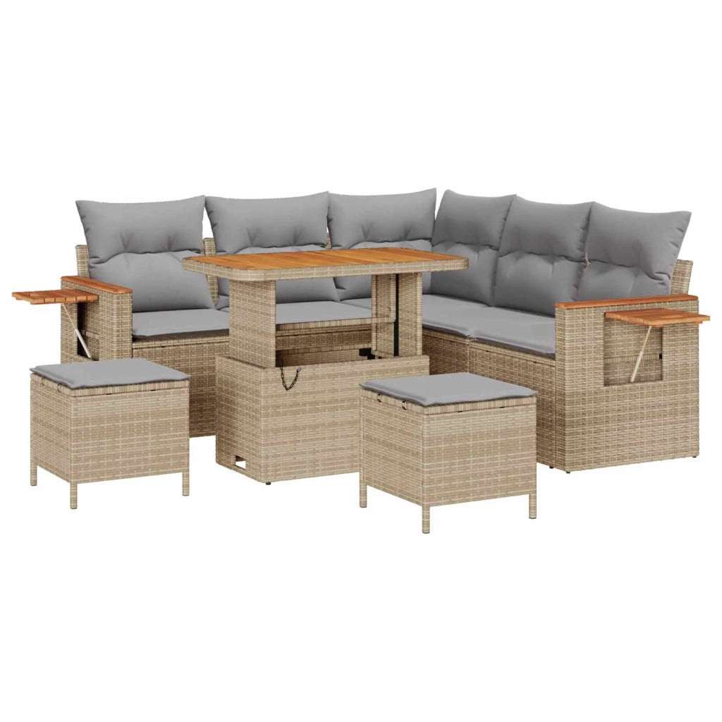 Set Divano da Giardino 8 pcs Beige polyrattan 3363047