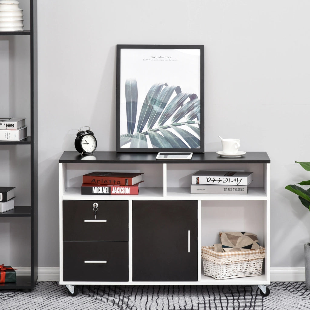 Scrivania con cassetti e scaffali ¨C Minimal ¨C Nero e Bianco 100x35x65 cm