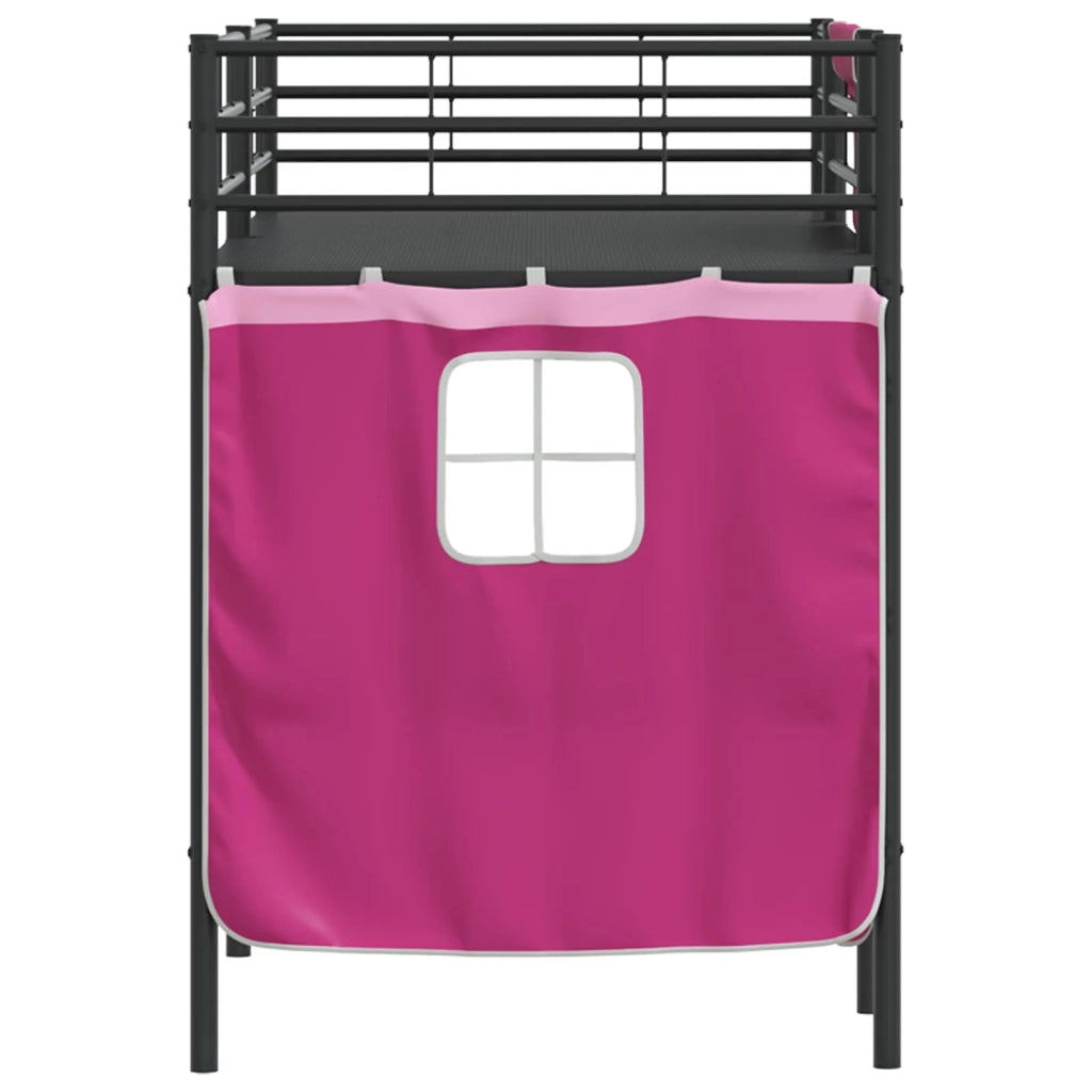 Struttura del Letto Loft per Bambini con Tendine-Giroletto per bambini Nero e rosa 781072