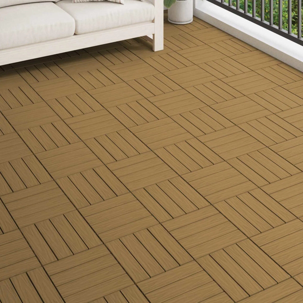 Piastrella per Decking 11 pcs Teak riciclato 30 x 30 cm WPC 42046682