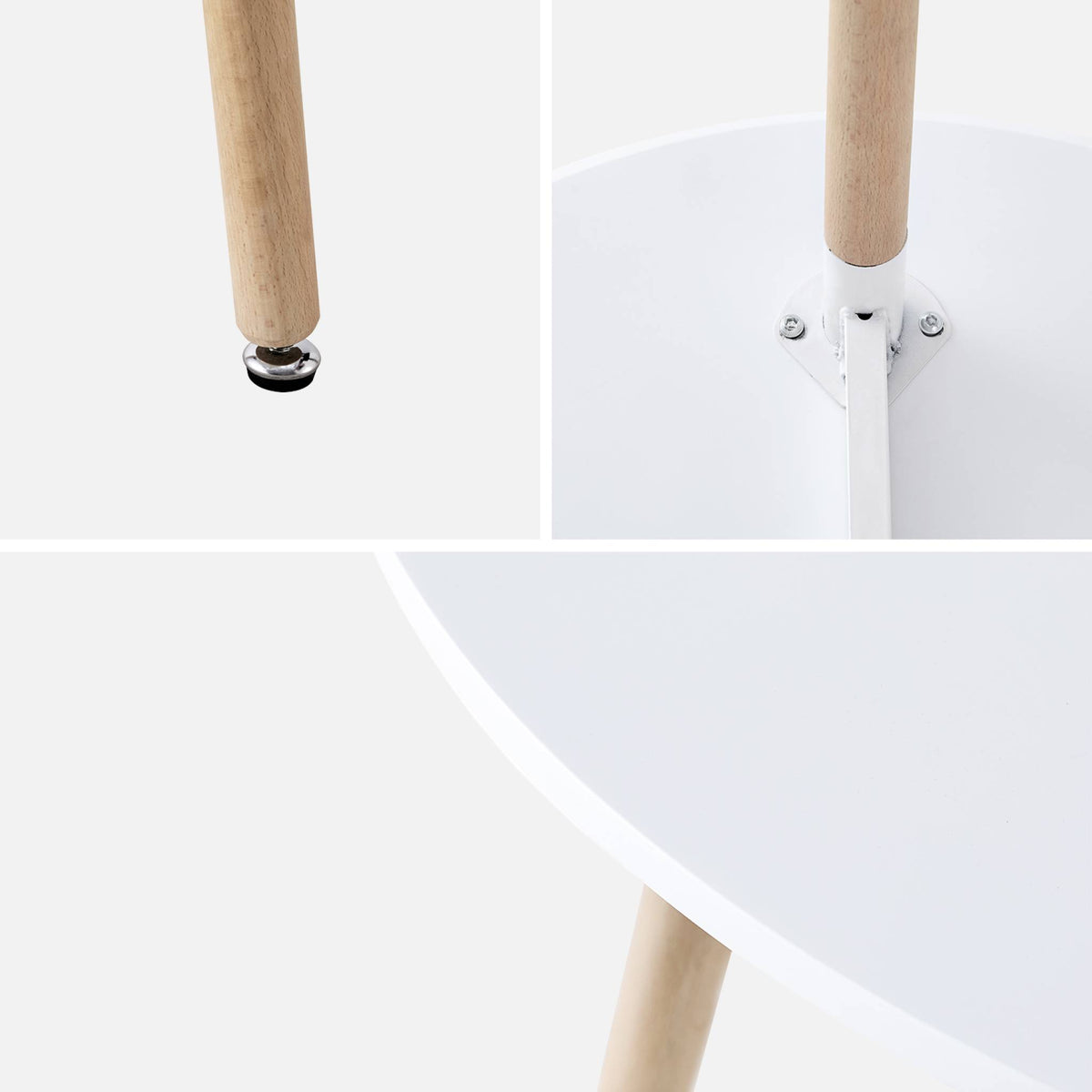 Set da pranzo tondo e 2 sedie, 80cm , bianco