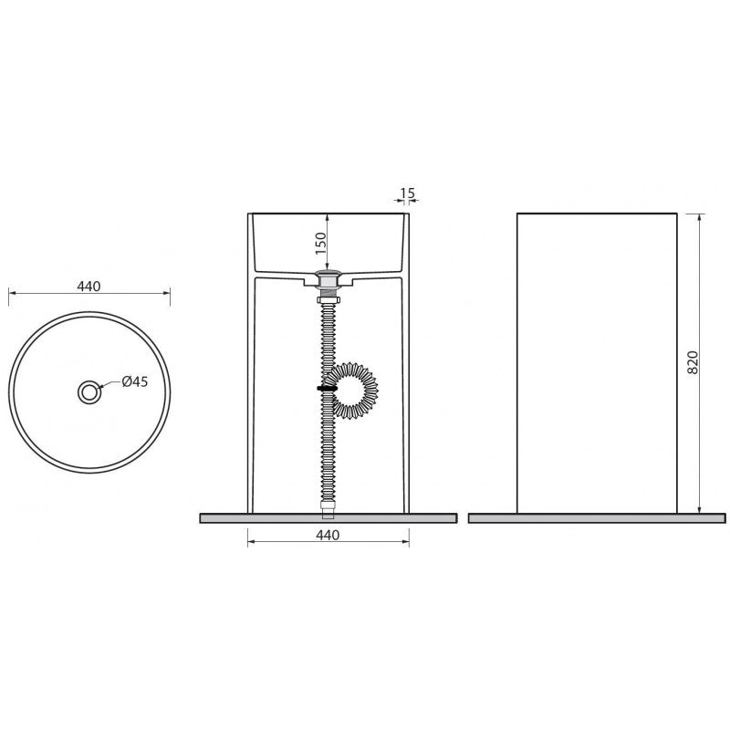 Lavabo totem bianco MILOS 82x44 cm in solid surface