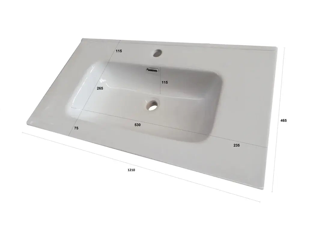 Mobile Bagno 120cm Sospeso Due Cassetti e Specchio Con Lampada - Bianco Opaco