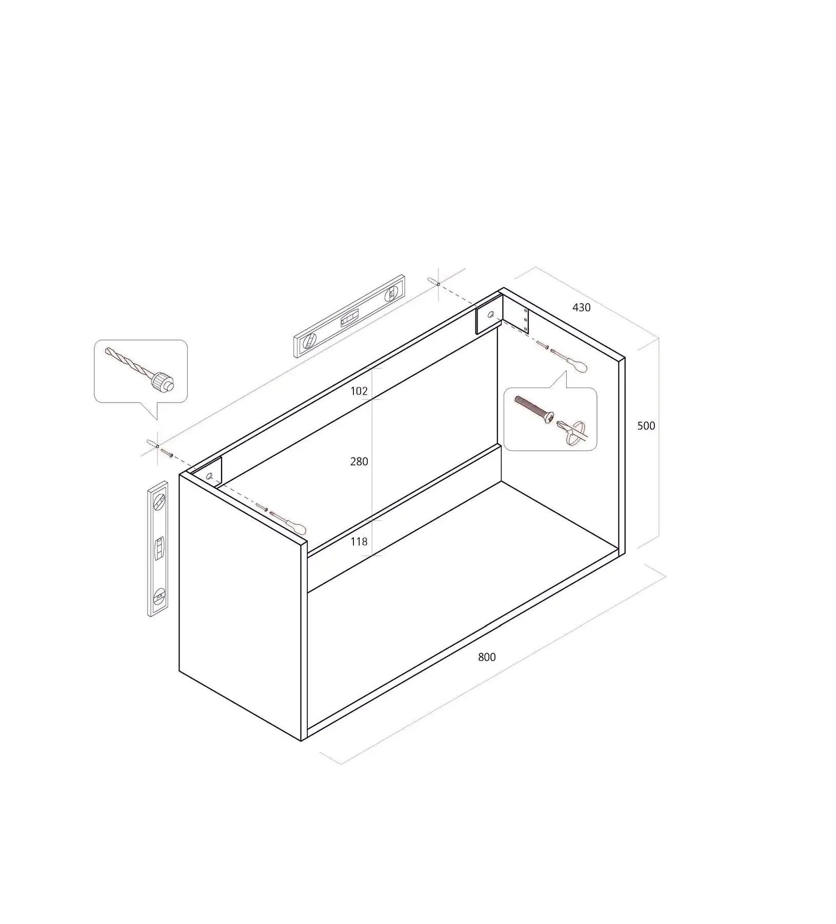 Composizione Bagno 80cm Sospesa Con Due Cassetti E Specchio Con Lampada - Testa di Moro