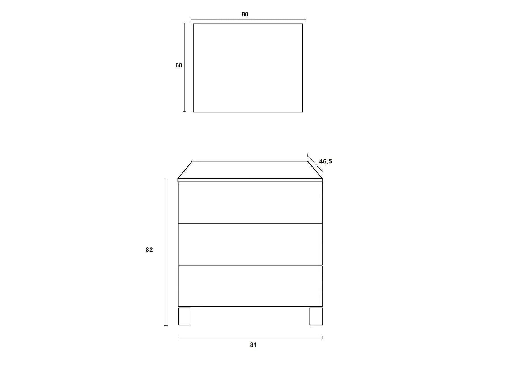 Composizione Mobile Bagno 80cm a Terra Con Tre Cassetti e Specchio - Rovere Cenere