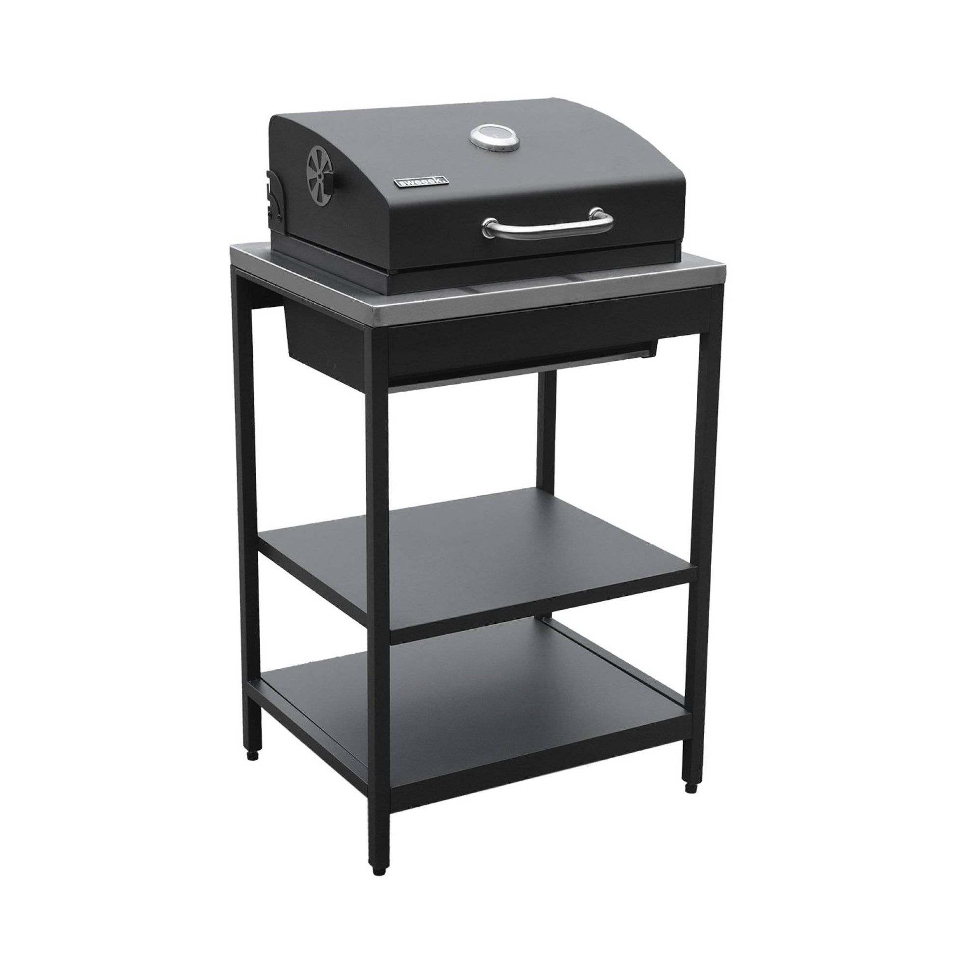Cucina esterna acciaio inossidabile con barbecue a carbone, 3 moduli,
