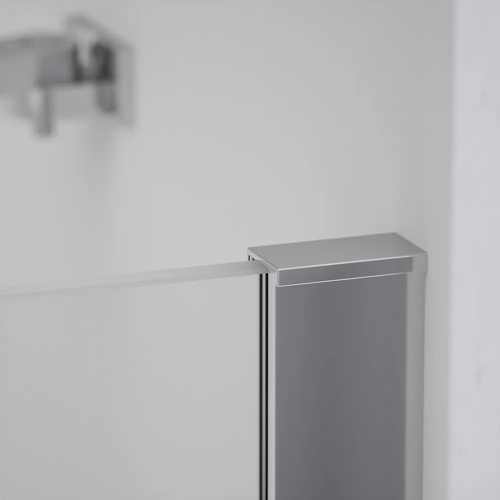 Porta doccia 160cm profili cromati apertura battente a sinistra con cerniere 90cm con parete fissa da 70cm vetro 8mm trasparente h195 | Fiji
