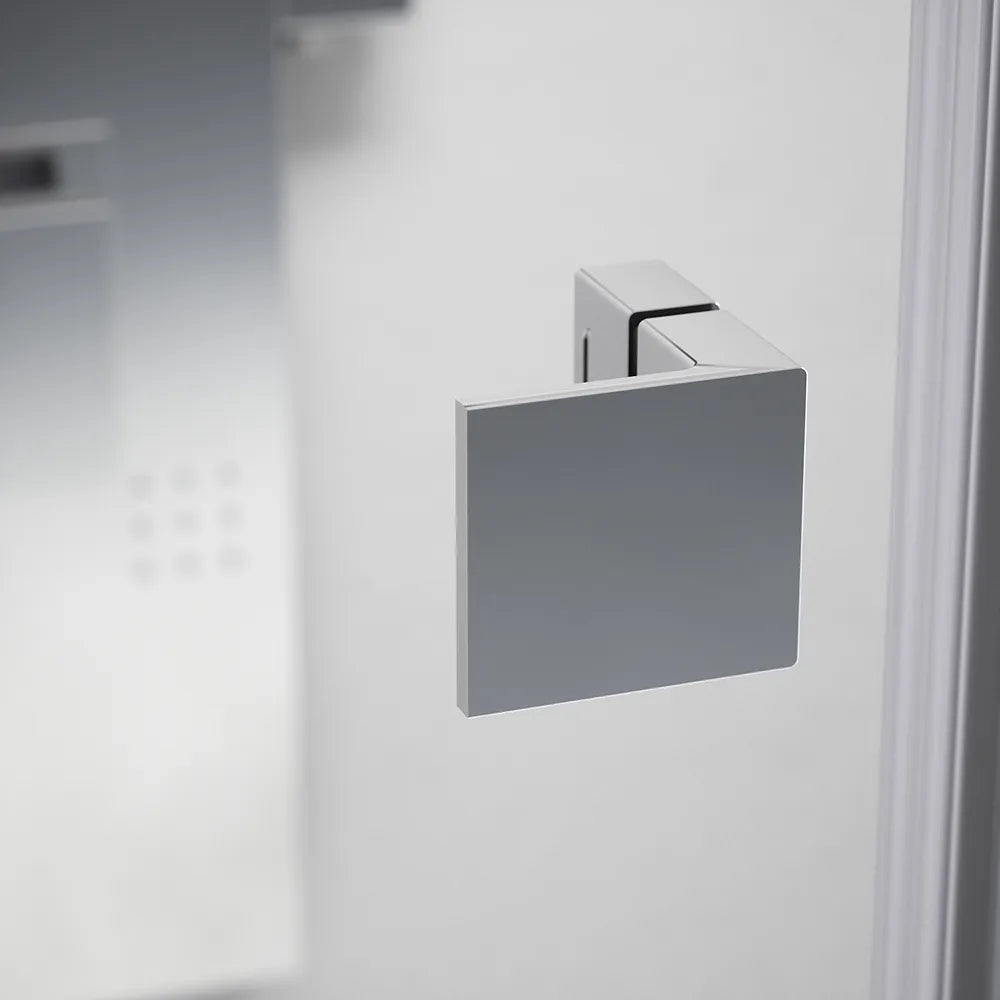 Porta doccia 160cm profili cromati apertura battente a sinistra con cerniere 90cm con parete fissa da 70cm vetro 8mm trasparente h195 | Fiji