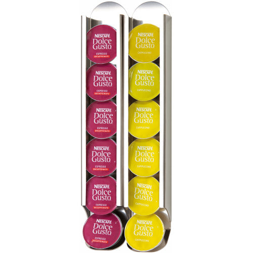Set di due supporti adesivi, Porta Capsule per Caffè compatibili con le capsule Dolce Gusto, Acciaio inox, KAPSULAS.