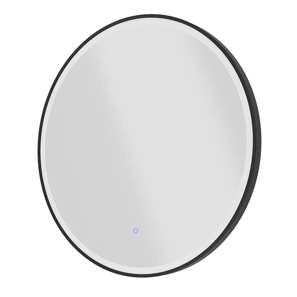 Specchio led tondo Ã˜ 60 cm con cornice nero opaco e sensore touch-screen
