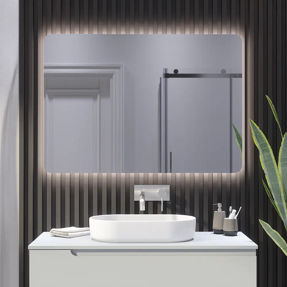 Specchio led 70x100 cm retroilluminato con sensore touch-screen anti impronta | Anka 